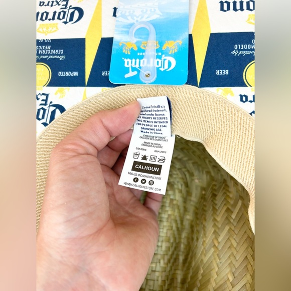 Corona Extra Straw Lifeguard Hat with Repeating Label Under Brim - Picture 14 of 16